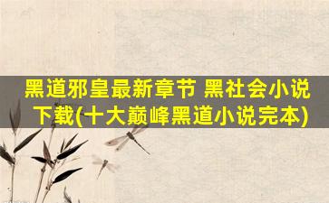 黑道邪皇最新章节 黑社会小说下载(十大巅峰黑道小说完本)